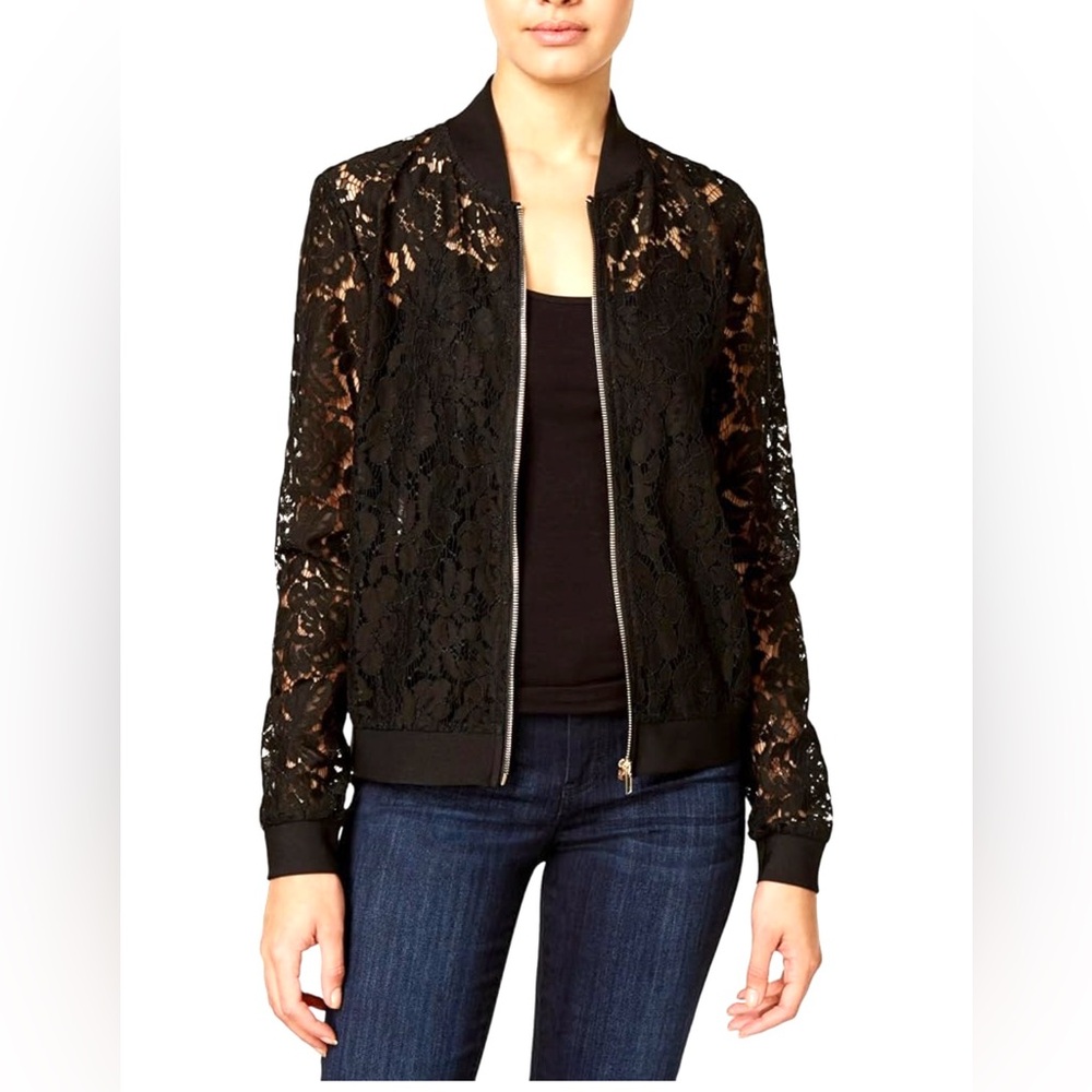 Say What? Black‎ Lace Bomber Jacket